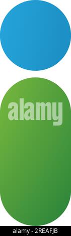 Grünes und blaues abstraktes Symbol für den runden, personenförmigen Buchstaben I auf weißem Hintergrund Stock Vektor