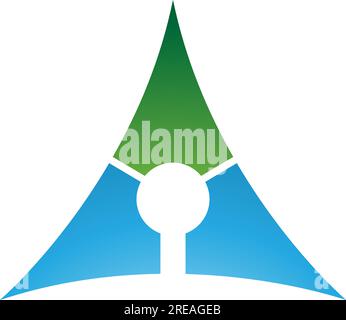 Grüner und blauer abgesenkter Dreiecksbuchstabe Ein Symbol auf weißem Hintergrund Stock Vektor