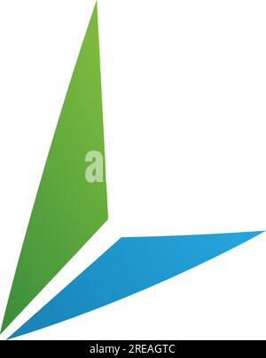 Grünes und blaues L-Symbol mit Dreiecken auf weißem Hintergrund Stock Vektor