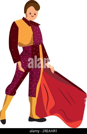 Isolierter, bunter Stierkämpfer, niedlicher Charaktervektor Stock Vektor