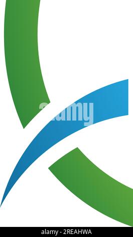 Grünes und blaues spitzen Kleinbuchstabe K auf weißem Hintergrund Stock Vektor