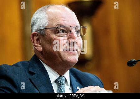 Washington, Usa. 26. Juli 2023. John Bel Edwards (D), Gouverneur von Louisiana, spricht bei einer Anhörung des Haushaltsausschusses des Senats im US-Kapitol. (Foto: Michael Brochstein/Sipa USA) Guthaben: SIPA USA/Alamy Live News Stockfoto