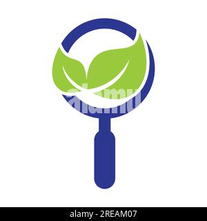 Blattsuche Glühlampenform Konzept Vektor Logo Vorlage. Das Nature Finder Logo entwirft den Konzeptionsvektor, das Leaf Finder Logo Stock Vektor