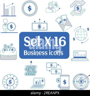 Satz verschiedener Geschäftssymbole Vektor Stock Vektor