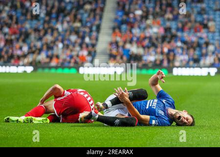 Glasgow, Großbritannien. 26. Juli 2023. Die Rangers Friendly im Ibrox Stadium, Glasgow, Schottland, Großbritannien, vor Beginn der Saison 23/24 waren zwischen Rangers und Olympiacos. Kredit: Findlay/Alamy Live News Stockfoto