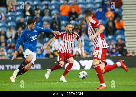 Glasgow, Großbritannien. 26. Juli 2023. Die Rangers Friendly im Ibrox Stadium, Glasgow, Schottland, Großbritannien, vor Beginn der Saison 23/24 waren zwischen Rangers und Olympiacos. Kredit: Findlay/Alamy Live News Stockfoto