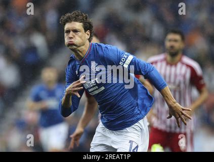 Glasgow, Großbritannien. 26. Juli 2023. Sam Lammers of Rangers während des Fußballspiels zwischen Rangers und Olympiacos im Ibrox Stadium in Glasgow, Schottland. (Foto: Sports Press Photo/Sports Press Photo/C - FRIST VON EINER STUNDE - FTP NUR AKTIVIEREN, WENN BILDER WENIGER ALS EINE STUNDE ALT sind - Alamy) Guthaben: SPP Sport Press Photo. Alamy Live News Stockfoto