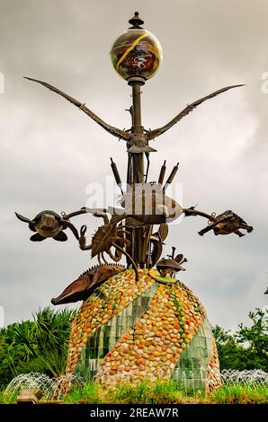 „Nature’s Playground“, eine Skulptur des Fairhope-Künstlers Dean Mosher, wird am 11. Mai 2023 in Gautier ausgestellt, Alabama. Stockfoto