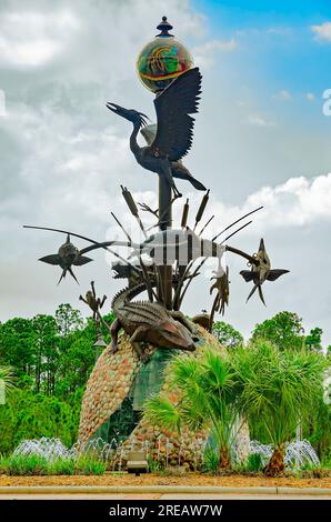 „Nature’s Playground“, eine Skulptur des Fairhope-Künstlers Dean Mosher, wird am 11. Mai 2023 in Gautier ausgestellt, Alabama. Stockfoto