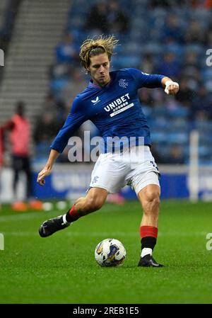 Glasgow, Großbritannien. 26. Juli 2023. Todd Cantwell of Rangers während des Vorsaison Freundschaftsspiels im Ibrox Stadium, Glasgow. Das Bild sollte lauten: Neil Hanna/Sportimage Credit: Sportimage Ltd/Alamy Live News Stockfoto