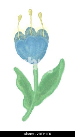 Blaue, glänzende magische Blume, Farbillustration Stock Vektor