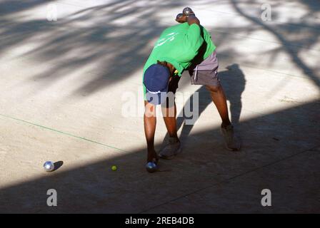 Das Boule-Spiel, das in Vanuatu Ozeanien gespielt wird. Stockfoto