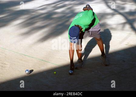 Das Boule-Spiel, das in Vanuatu Ozeanien gespielt wird. Stockfoto