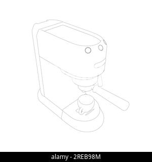 Kaffeemaschine mit flacher Form für Kaffeetassen. Outline – Symbol Für Kaffeetee Mit Flachem Design Für Espressomaschinen. Vektordarstellung. Stock Vektor