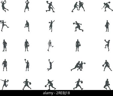 Basketballspieler Silhouette, Basketball Silhouetten, Basketballspieler SVG, Basketball Bundle, Spieler SVG, Spielersilhouette Stock Vektor