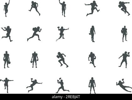 American Football Player Silhouetten, Football Silhouetten, Player Silhouetten, American Football Silhouette, Football Player Silhouetten Stock Vektor