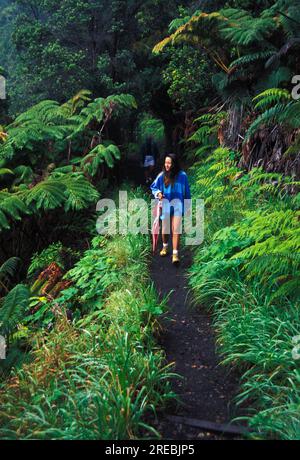 Wanderer im Hawaii Volcanoes National Park, Big Island von Hawaii. Stockfoto