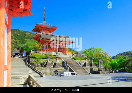 Kiyomizudera in zartem Grün? Stockfoto