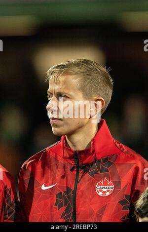 Perth, Aus. 26. Juli 2023. Perth, Australien, Juli 26. 2023: Portrait von Quinn (5 Kanada) während des 2023 Fußballspiels der FIFA Womens World Cup Group B zwischen Kanada und der Republik Irland im Perth Rectangular Stadium (HBF Park) in Perth, Australien. (NOE Llamas/SPP) Guthaben: SPP Sport Press Photo. Alamy Live News Stockfoto