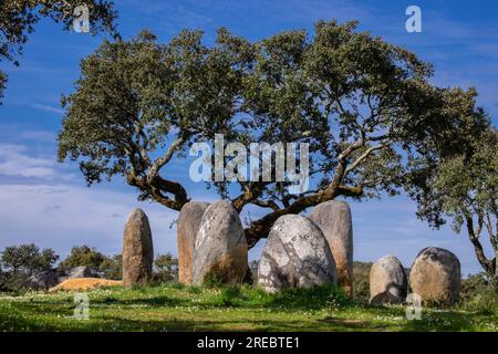 cromlech Vale Maria do Meio , Nossa Senhora da Graça do Divor ,Évora, Alentejo, Portugal Stockfoto