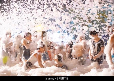 fiesta de la Espuma, S ´Estanyol de Migjorn, Llucmajor, Mallorca, balearen, Spanien Stockfoto