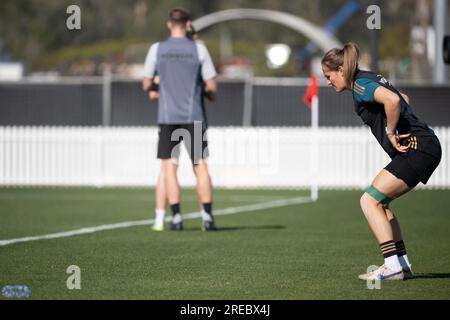 Tuggerah, Australien. 27. Juli 2023. Fußball: Weltmeisterschaft, Frauen, Training Deutschland: Sydney Lohmann Trainer. Kredit: Sebastian Christoph Gollnow/dpa/Alamy Live News Stockfoto