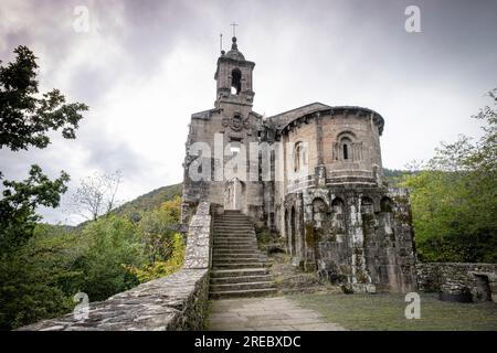 Kloster San Juan de Caaveiro, Naturpark Fragas del Eume, Provinz La Coruña, Galicien, Spanien Stockfoto