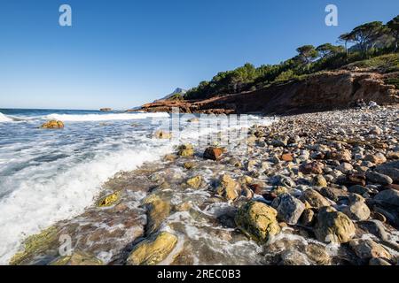 playa de Son Bunyola, senderismo en Volta des General, Paraje Natural de la Sierra de la Tramuntana, Banyalbufar, Mallorca, Balearen, Spanien Stockfoto