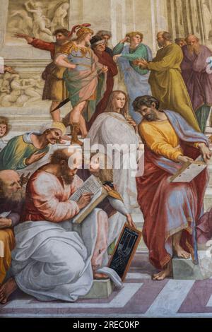 SEAL's Aufenthalt, Hypatia in der Schule von Athen, Musei Vaticani, Staat Vatikanstadt, Rom, Latium, Italia Stockfoto