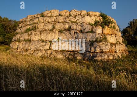 SA Clova des Xot talayot, kreisförmige talayot, um 1000 und 800 v. Chr., Sa Canova Website, Arta, Mallorca, Balearen, Spanien Stockfoto