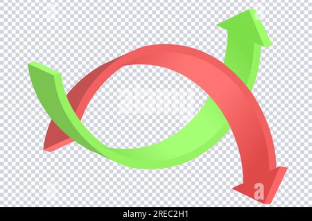 Zwei Pfeile rund um Rot und Grün. Business Infografik Präsentationsdiagramm für Präsentation, Design-Daten, Finanzen, Bericht. Abschnitt Vergleichsservice. Nach Oben Stock Vektor