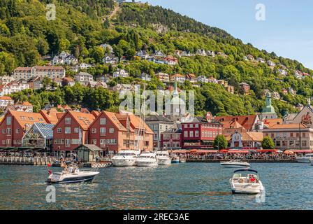 Fischmarkt am Hafen von Bergen, Norwegen Stockfoto