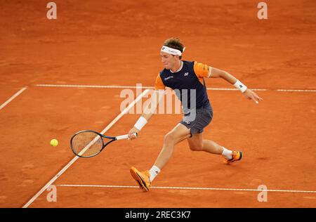 Hamburg, Deutschland. 26. Juli 2023. Tennis: Hamburg European Open (APT-Turnier), Rothenbaum-Tennisstadion, Männer, Singles, Runde 16, Ruud (Norwegen) - Baez (Argentinien) in Aktion. Casper Ruud (Norwegen) in Aktion. Kredit: Marcus Brandt/dpa/Alamy Live News Stockfoto