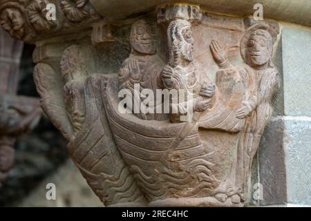 Die Berufung der Apostel im Tiberiadesee, das romantische Kloster, das königliche Kloster San Juan de la Peña, Botaya, Huesca, Aragon, Spanien Stockfoto