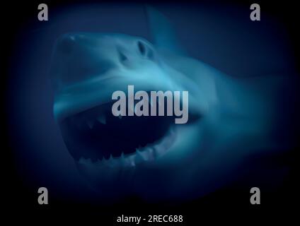 Großer Weißer Hai mit furchteinflößendem Weißen Hai Stock Vektor