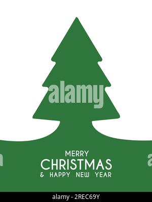 Gretting Karte Hexe weihnachtsbaum. Weihnachtskarte mit grünem Tannenbaum. Vektor, druckbares Poster. Stock Vektor