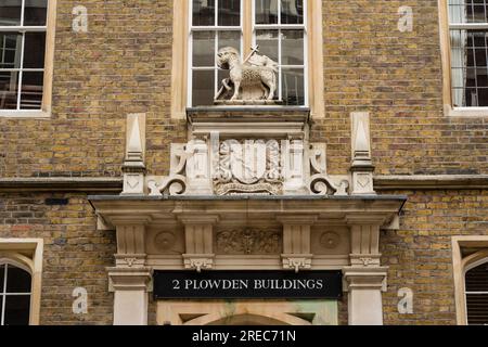 Plowden Buildings in Middle Temple Lane, London, Großbritannien Stockfoto