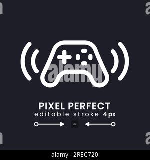 Gamepad: Weißes lineares Desktop-Symbol auf Schwarz Stock Vektor