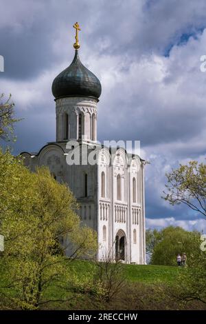 12.-Cantury Church of the Intercession on the Nerl in der russischen Region Wladimir. UNESCO-Weltkulturerbe. Stockfoto