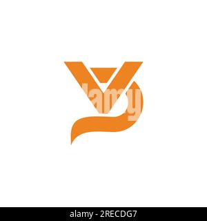 Buchstabe vd, Schwanzform einfacher Logo-Vektor Stock Vektor