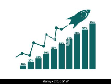 Raketen- und Grafiksymbol. Erfolgs-, Geschäfts- und Marketingthema. Isoliertes Design. Vektordarstellung Stock Vektor