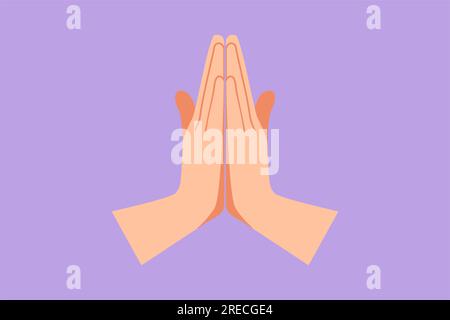 Die Figur zeichnet Hände, die in Gebetssymbol gefaltet sind. Hände beten mit dem Glauben an die Religion. Kraft der Hoffnung oder Liebe und Hingabe. Namaste oder Namaskar Hand Stockfoto