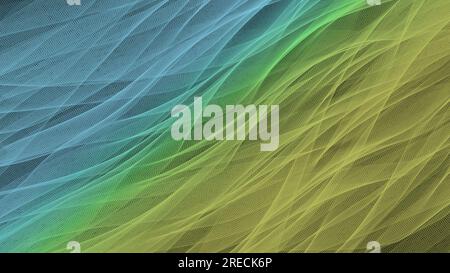 Abstrakter welliger Hintergrund, blauer, grüner, gelber Verlauf Stockfoto