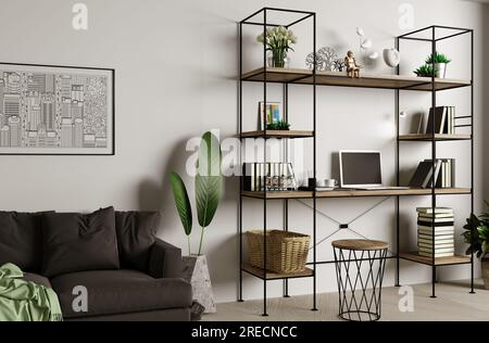 Arbeitsplatzschrank oder Büro im Loft-Stil Stockfoto