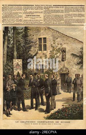 la Visite du Constantin Nicolaevitch Romanov (1827-1892) Grand duc de Russie et Cousin du Zar Alexandre III (1845-1894), a la maison de Jeanne d'Arc a Domremy Gravure in "Le Petit Journal" 25061892. Stockfoto