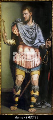 Saint Sebastien (märtyrer Du 3e siecle). Peinture de Luis de Vargas (1505-1567). Musée des Beaux-Arts de Sevilla, Espagne. Stockfoto