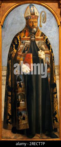 Saint Augustin - Peinture de Piero della Francesca (vers 1415-1492), tempera sur bois, 1460-1470 (St Augustine, by Piero della Francesca, tempera on Panel, 1460-1470) - Musee des Arts Antiques de Lisbonne (Portugal) Stockfoto