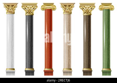 Satz klassischer Marmorsäulen Stock Vektor