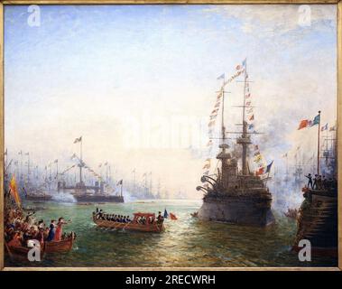 Toulon, Visite du President Emile Loubet (1838-1929) aux escadres francaise et italienne en avril 1901. Peinture de Felix Ziem (1821-1911), huile sur toile, 1901. Musee National de la Marine, Paris. Stockfoto