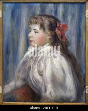 Portrait d'une Jeune Fille. Peinture de Pierre Auguste Renoir (1841-1919), huile sur toile, vers 1892. Art francais, 19e Siecle, Impressionnisme. Musée des beaux Arts de Budapest (Hongrie). Stockfoto